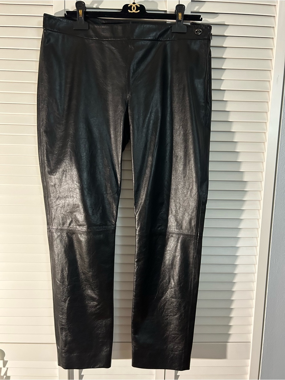 CHANEL Black Leather Trousers